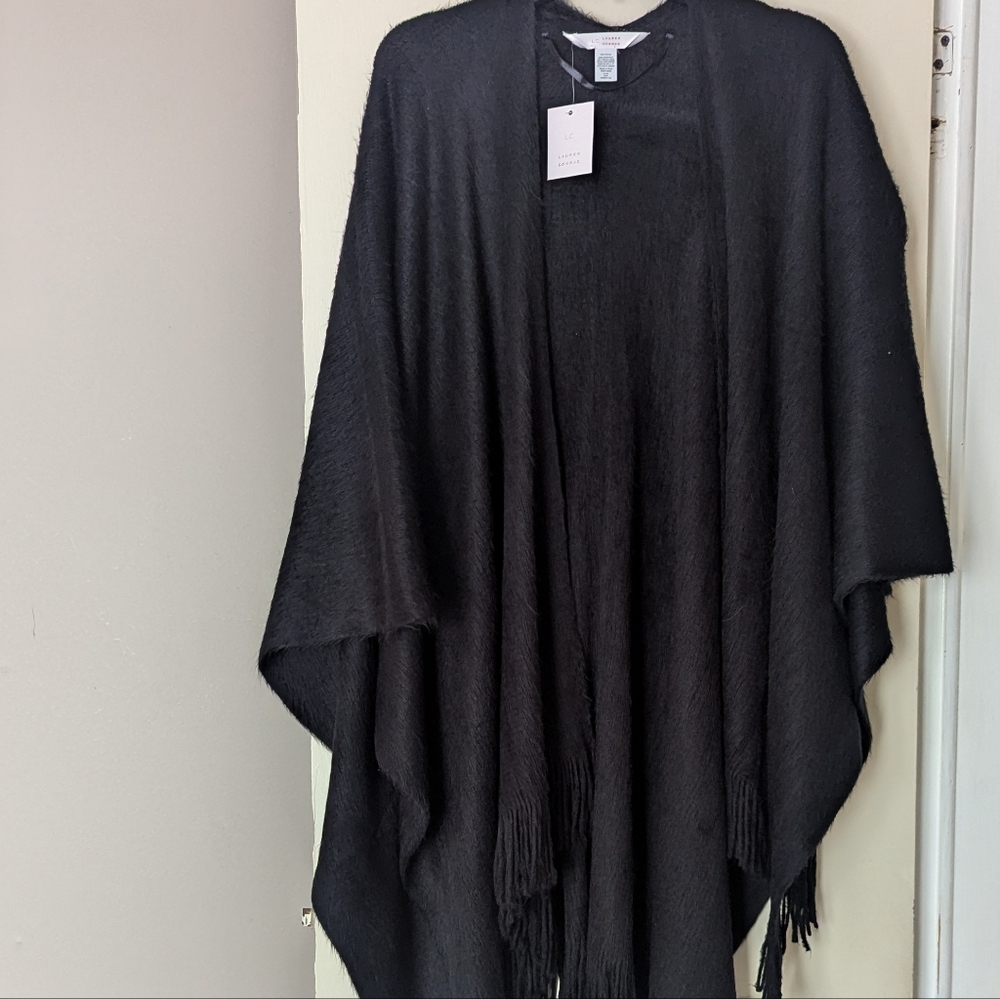 Black Fringe Poncho Lauren Conrad